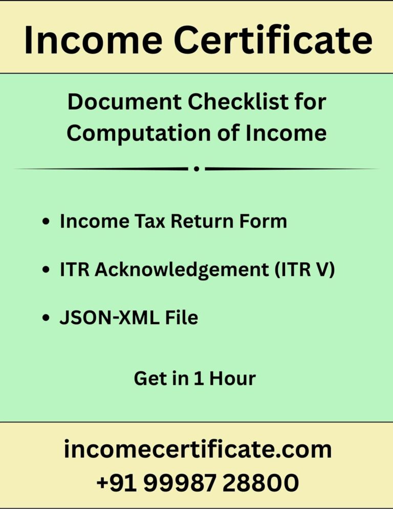 Document Cheklist for Computation of Income